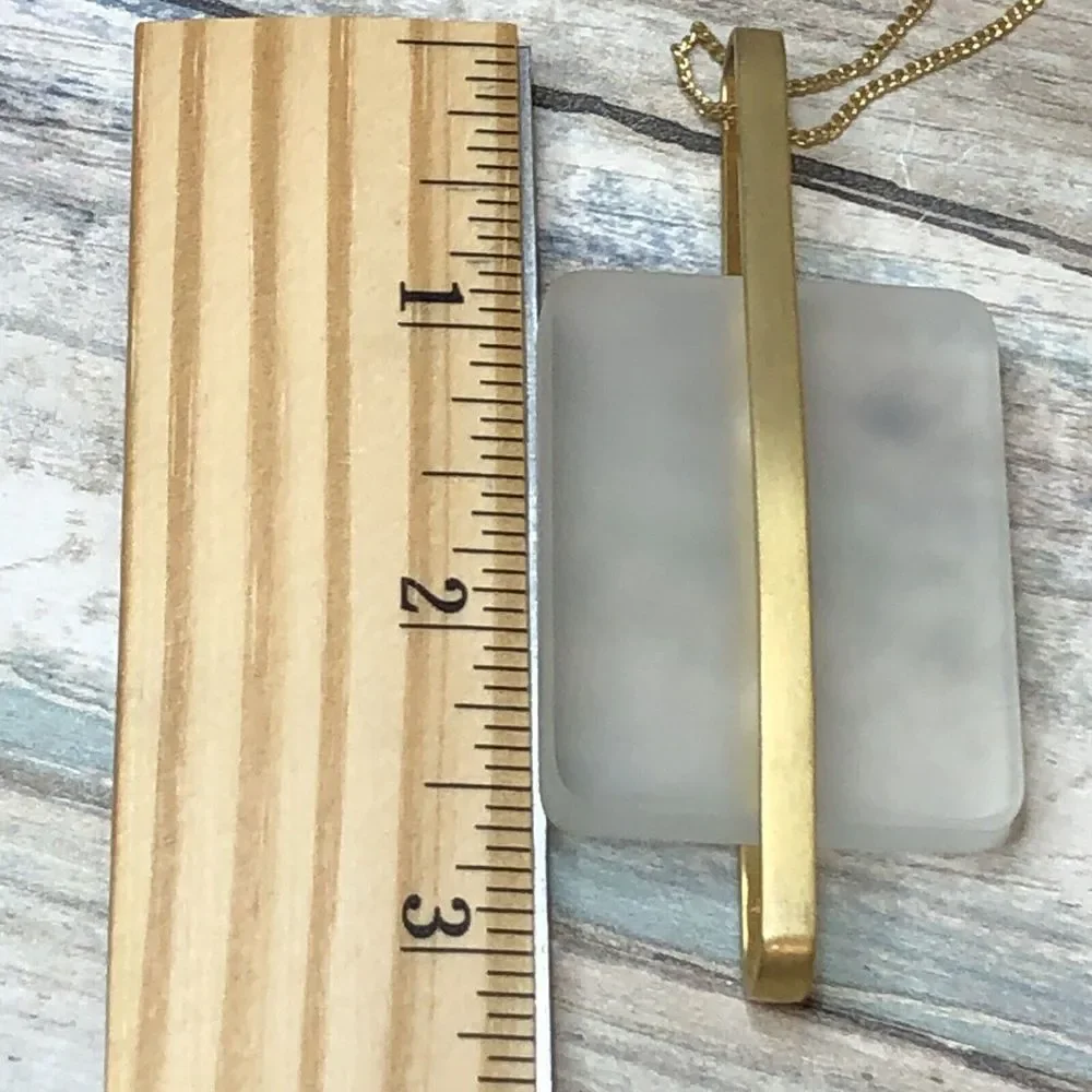 Frosted Acrylic Pendant‎ Geometric Gold Chain Necklace Statement 32